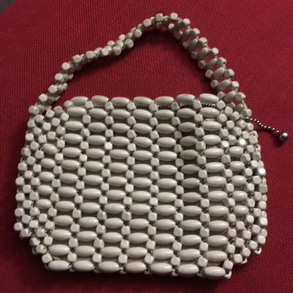 Vintage White Beaded Handbag